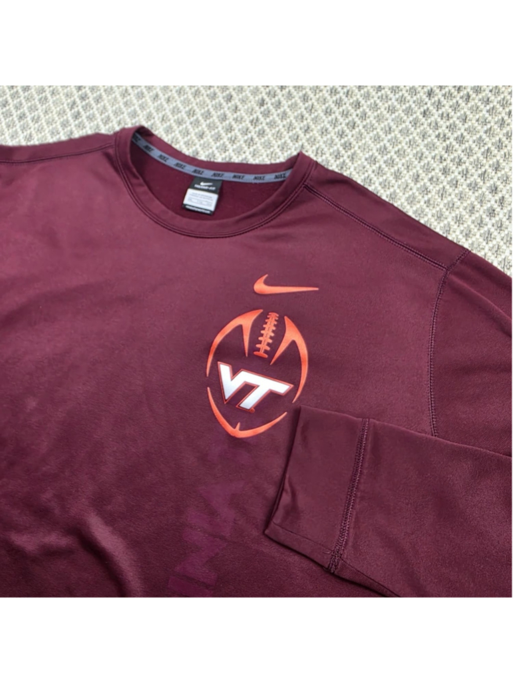 Nike Therma-FIT Virginia Tech Hokies VT Football Crewneck Sweatshirt XXL